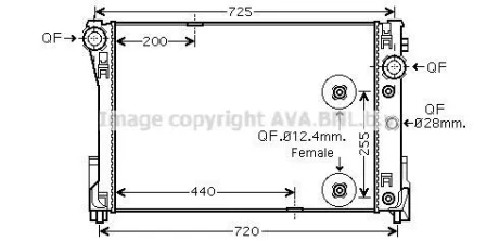 AVA MERCEDES Радіатор системи охолодження двигуна C-W204 220 CDI AUT 07 AVA COOLING MSA 2475