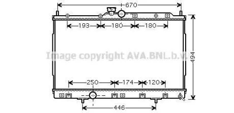 AVA Радіатор охолодження двигуна MITSUBISHI OUTLANDER (2002) 2.4 HDD MIVEC (Ava) AVA COOLING MT 2184