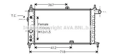 AVA OPEL Радіатор системи охолодження двигуна KADETT E AVA COOLING OL2065