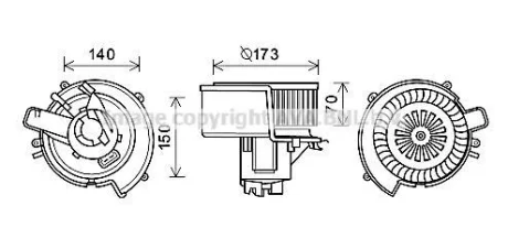 AVA OPEL Вентилятор салону ASTRA G 1.4, 1.7 00-, ZAFIRA A 1.6-2.0 00- AVA COOLING OL8636
