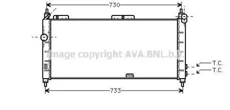 AVA OPEL Радіатор охолодження двиг. (без оливного радіатора) Combo, Corsa B 1.2/1.6 AVA COOLING OLA 2203