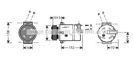Компрессор кондиционера OPEL VECTRA B 95- AVA COOLING OLAK279