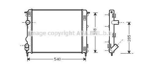 Радіатор охолодження двигуна Renault Logan I 1,4-1,6i 04>10 MT AC+ AVA AVA COOLING RTA 2269