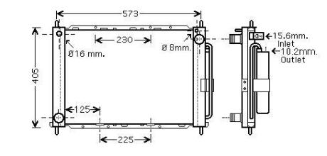 Радіатор охолодження двигуна Renault Clio III (06-) Modus (05-) 1,2i 1,5d MT/AT (c конденсером и осушителем) AVA AVA COOLING RT M405