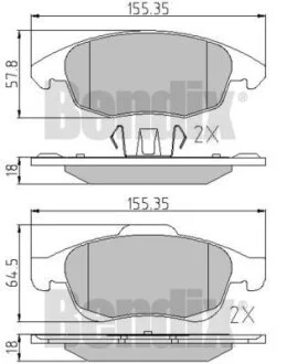 КОЛОДКИ ГАЛЬМІВНІ CITROEN BERLINGO 08> ПЕРЕД БЕЗ ДАТЧИКА Bendix 510565