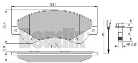 КОЛОДКИ ГАЛЬМІВНІ FORD TRANSIT 06> ПЕРЕД Bendix 510615