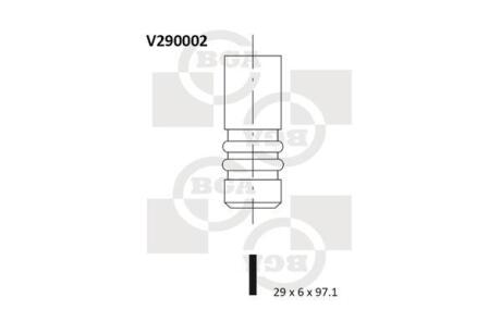 Клапан двигуна впуск. Vectra B 96-03/Vectra C 02-/Zafira A 99-05 2.0-2.2 TDI (97.1x29x6) BGA V290002
