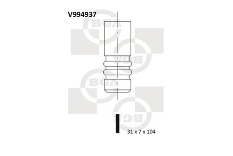 Впускной клапан VOLVO/RENAULT SIL.N7QH7/D7 31,0X7,0X104,0 BGA V994937