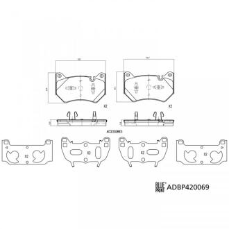 Комплект гальмівних накладок, дискове гальмо BLUE PRINT ADBP420069