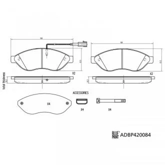 Комплект гальмівних колодок, дискове гальмо BLUE PRINT ADBP420084