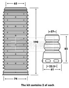 Пильник + вiдбiйник амортизатора, к-т : 2 пильника + 2 вiдбiйника BORG & BECK BPK7001