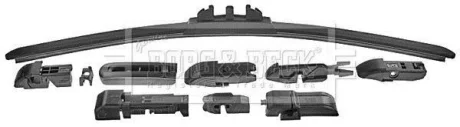 Щiтка склоочисника 430 мм безкаркасна, з мультиадаптером BORG & BECK BW17F