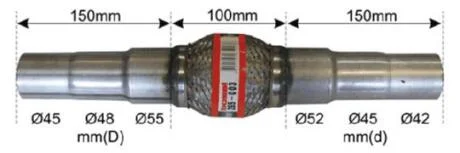 Гофра глушителя фланцы с переходами D45/48/55/D42/45/52Lобщ.400Lгофр.100 BOSAL 265-003