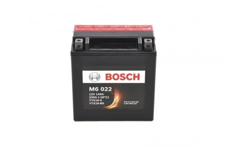 МОТОЦИКЛЕТНА АКУМУЛЯТОРНА БАТАРЕЯ BOSCH 0 092 M60 220 (фото 1)