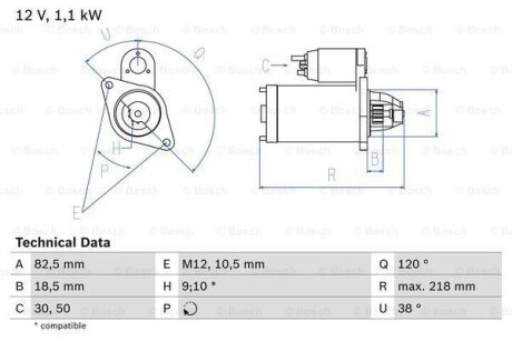 Стартер BOSCH 0 986 016 280