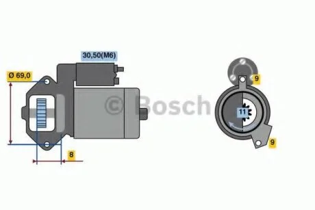 Стартер BMW 3(F30)/5(F10) 2,5KW 2.0-3.0 DIESEL BOSCH 0 986 022 020
