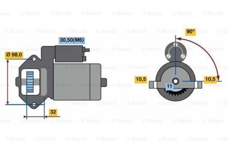 Стартер FORD FOCUS 2/FOCUS 3/MONDEO 4/MONDEO 5 04- 1.2 kW BOSCH 0 986 023 570