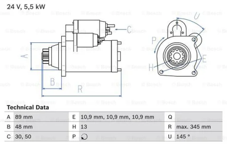 Стартер BOSCH 0 986 024 670