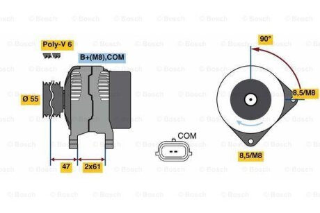 Генератор RENAULT MEGANE/SCENIC 03- BOSCH 0 986 080 800