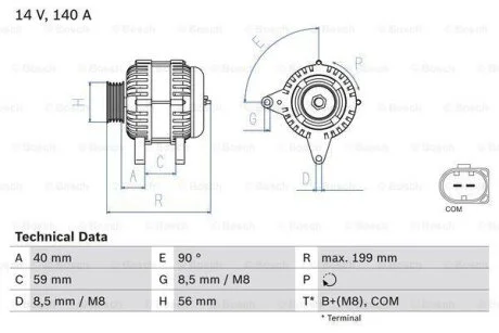 ГЕНЕРАТОР 12V BOSCH 0 986 081 160