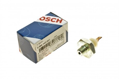 Датчик тиску масла (0,4Бар 1 pin чорний) DAIHATSU CHARMANT, ROCKY, WILDCAT/ROCKY HYUNDAI GALLOPER II, H-1, H-1 / STAREX, TERRACAN KIA CARNIVAL II, JOICE, K2700 LEXUS LS 1.0-4.0D 04.69- BOSCH 0 986 345 001