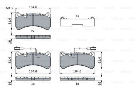 Комплект гальмівних колодок, дискове гальмо BOSCH 0 986 424 104