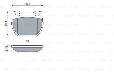 Комплект гальмівних накладок, дискове гальмо BOSCH 0 986 424 606