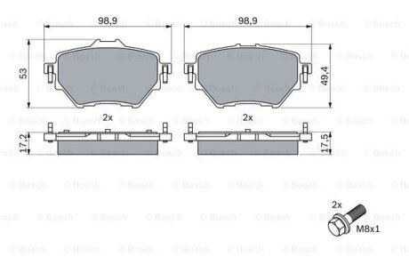 Комплект гальмівних колодок, дискове гальмо BOSCH 0 986 424 878