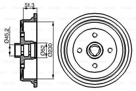 AUDI гальмівний барабан 80 91- BOSCH 0 986 477 029