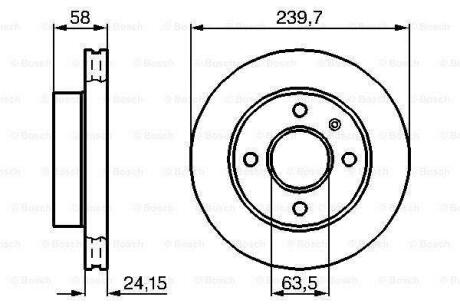 Диск гальм.передн.вентил.FORD Orion,Escort,Fiesta (239,7*24,1) BOSCH 0 986 478 148