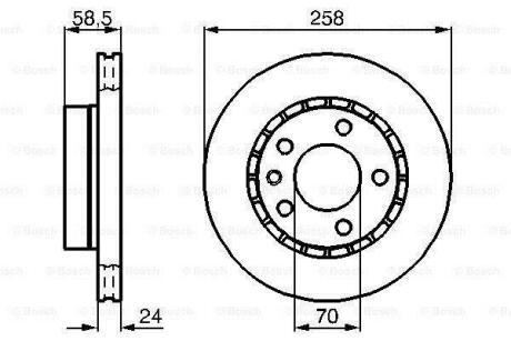Диск гальмівний перед. (вентил.) OPEL Omega A (258*23,9)(кр.2) BOSCH 0 986 478 265