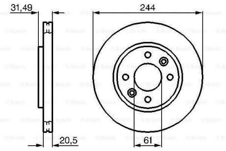 Гальмівний диск перед. (вентил.) RENAULT 21 2,1D/TD 86-95 BOSCH 0 986 478 278