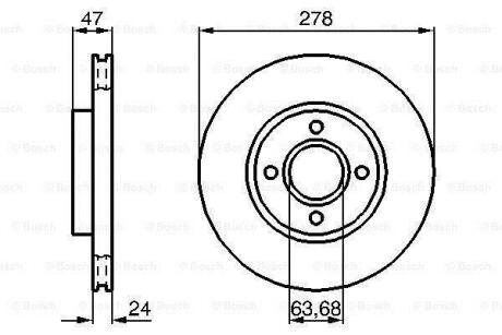 FORD диск гальмівний передній SCORPIO 2.9I 278 24 22.2 BOSCH 0 986 478 427