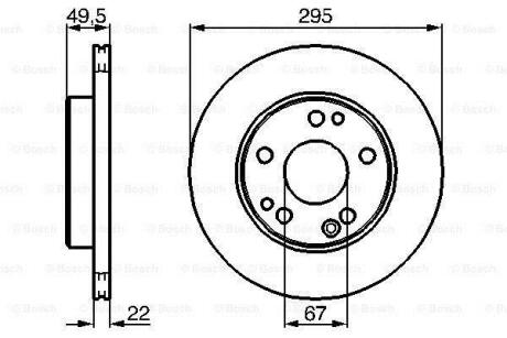 Диск гальмів. вент. передн. DB W124 (295*22) BOSCH 0 986 478 525