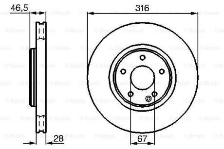 Гальмівний диск перед.(вентил.) DB W210 3,2-5,0 (316*28) BOSCH 0 986 478 625