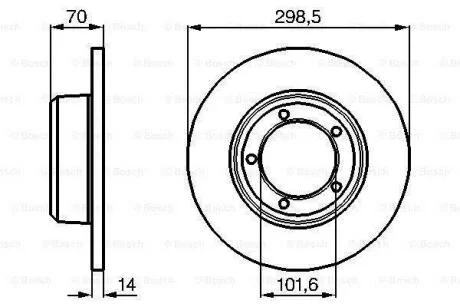Диск гальмівний передн Лів/Прав LAND ROVER 110/127, 90 I, DEFENDER, DISCOVERY I, RANGE ROVER I 2.0-4.0 07.70-02.16 BOSCH 0 986 478 827