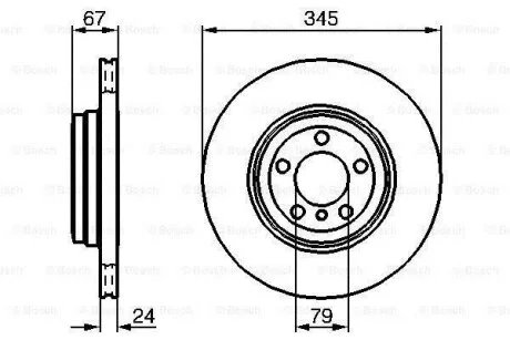 Диск тормозной задн. (вентил.) BMW 5-serie E60/61, 7-serie E65/66 (345*24) BOSCH 0 986 479 005