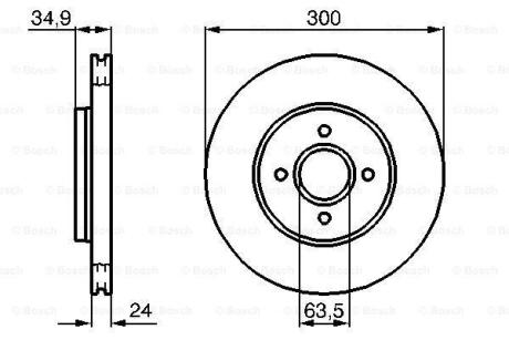 Диск гальмівний пер. 300x24x47 FORD Mondeo 1.8 16V/2.0 16V/2.5 V6 24V 00- BOSCH 0 986 479 048