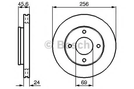 Диск гальмівний передн Лів/Прав MITSUBISHI COLT CZC VI, COLT VI SMART FORFOUR 1.1-1.5D 01.04-06.12 BOSCH 0 986 479 B83