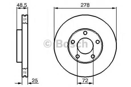 Диск гальмівний передн Лів/Прав VOLVO C30, S40 II MAZDA 3 1.6D/2.0/2.0D 10.03-05.13 BOSCH 0 986 479 C68