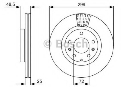 Диск гальмівний передн Лів/Прав MAZDA 6 1.8-2.5 08.02-07.13 BOSCH 0 986 479 C74