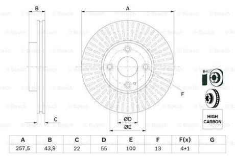 Диск гальм. передн. MAZDA 2 14- BOSCH 0 986 479 E56