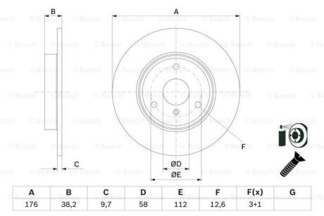 DB гальмівний диск передн Smart Fortwo -07, City-Coupe -04, Roadster -05 BOSCH 0 986 479 E74