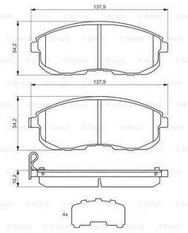 Гальмівні колодки дискові NISSAN/SUZUKI Juke/Cube/VVT/SX4 \'\'F \'\'1,5-2,0 \'\'07>> BOSCH 0 986 494 443