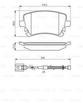 VW гальмівні колодки задн (з датчиками! Phaeton BOSCH 0 986 494 669 (фото 1)
