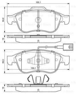 Комплект гальмівних колодок передн, MERCEDES CITAN TOURER (W420), CITAN/MINIVAN (W420), T (MPV) ALFA ROMEO GIULIETTA 1.3-2.0D 04.10- BOSCH 0 986 494 680