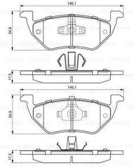 Комплект гальмівних колодок задн, FORD MAVERICK FORD USA ESCAPE MAZDA TRIBUTE 2.0/2.3/3.0 03.00- BOSCH 0 986 494 683