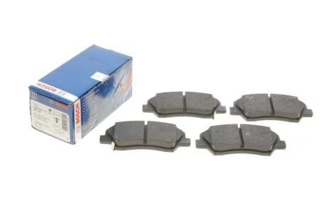 Комплект гальмівних колодок передн (з шумопоглинаючою пластиною), HYUNDAI EQUUS / CENTENNIAL, GENESIS, I30, VELOSTER KIA CEE\'D, CERATO III, CERATO KOUP III, PRO CEE\'D 1.0-4.6 03.09- BOSCH 0 986 494 712