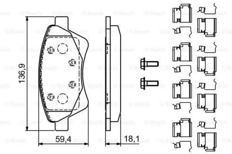 Дисковые тормозные колодки, комплект BOSCH 0 986 494 725