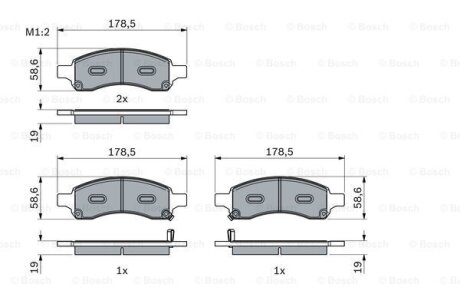 Комплект гальмівних накладок, дискове гальмо BOSCH 0 986 494 966